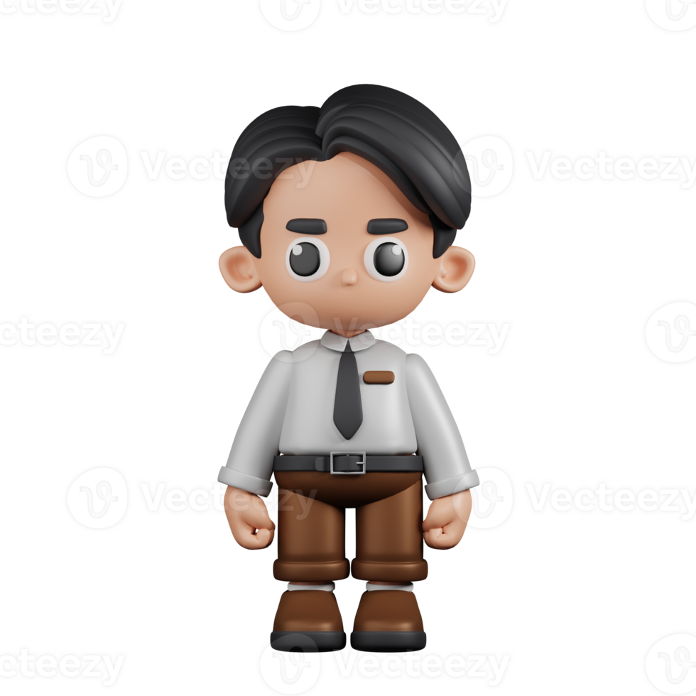 3d Character Businessman Standing Pose. 3d render isolated on transparent backdrop. png