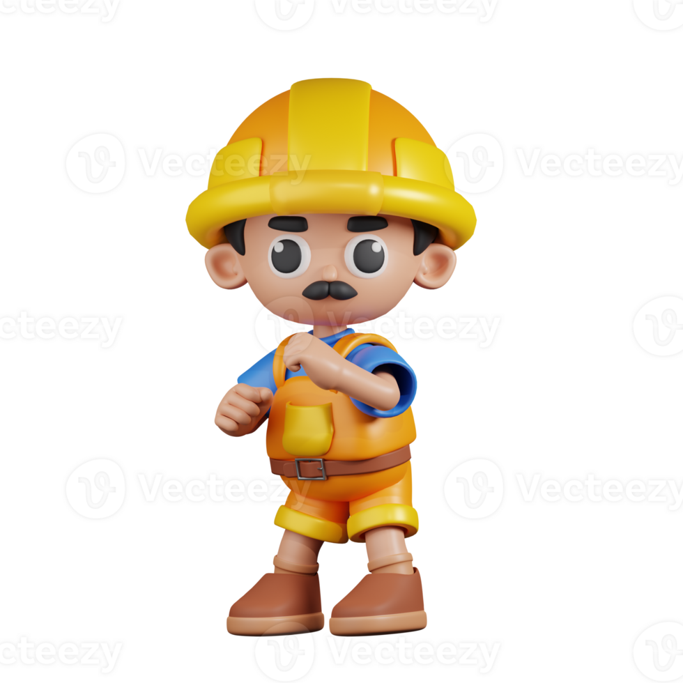 3d Character Builder Ready To Fight Pose. 3d render isolated on transparent backdrop. png