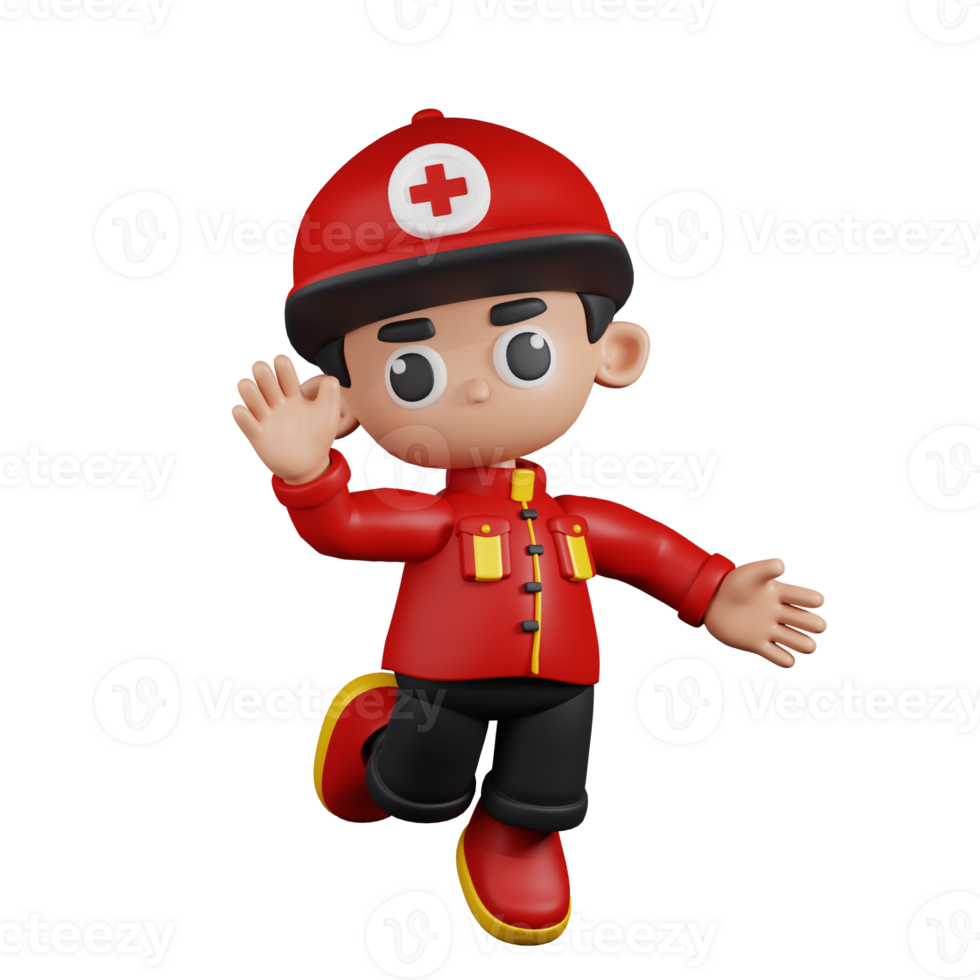 3d Character Paramedic Happy Pose. 3d render isolated on transparent backdrop. png