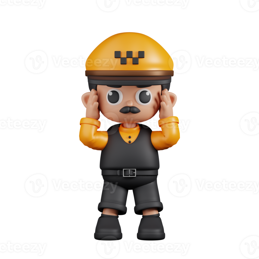 3d Character Taxi Driver Dizzy Pose. 3d render isolated on transparent backdrop. png