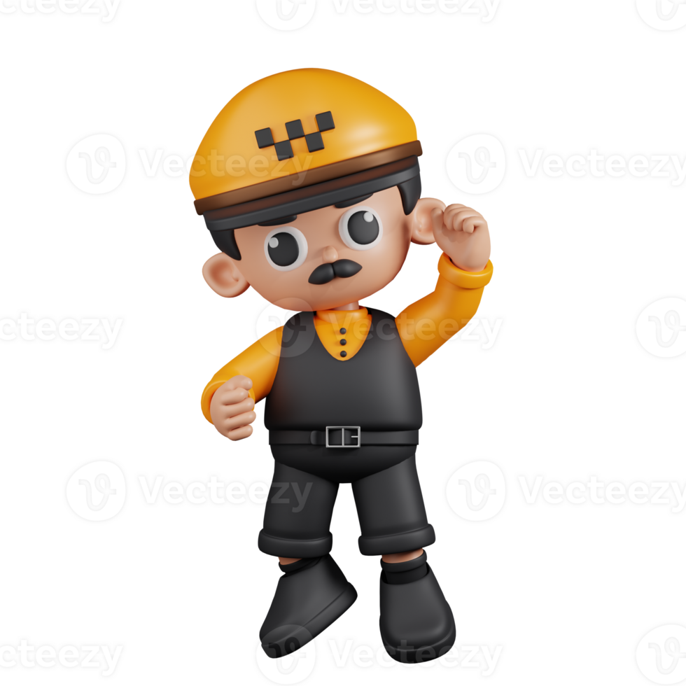 3d Character Taxi Driver Congrats Pose. 3d render isolated on transparent backdrop. png