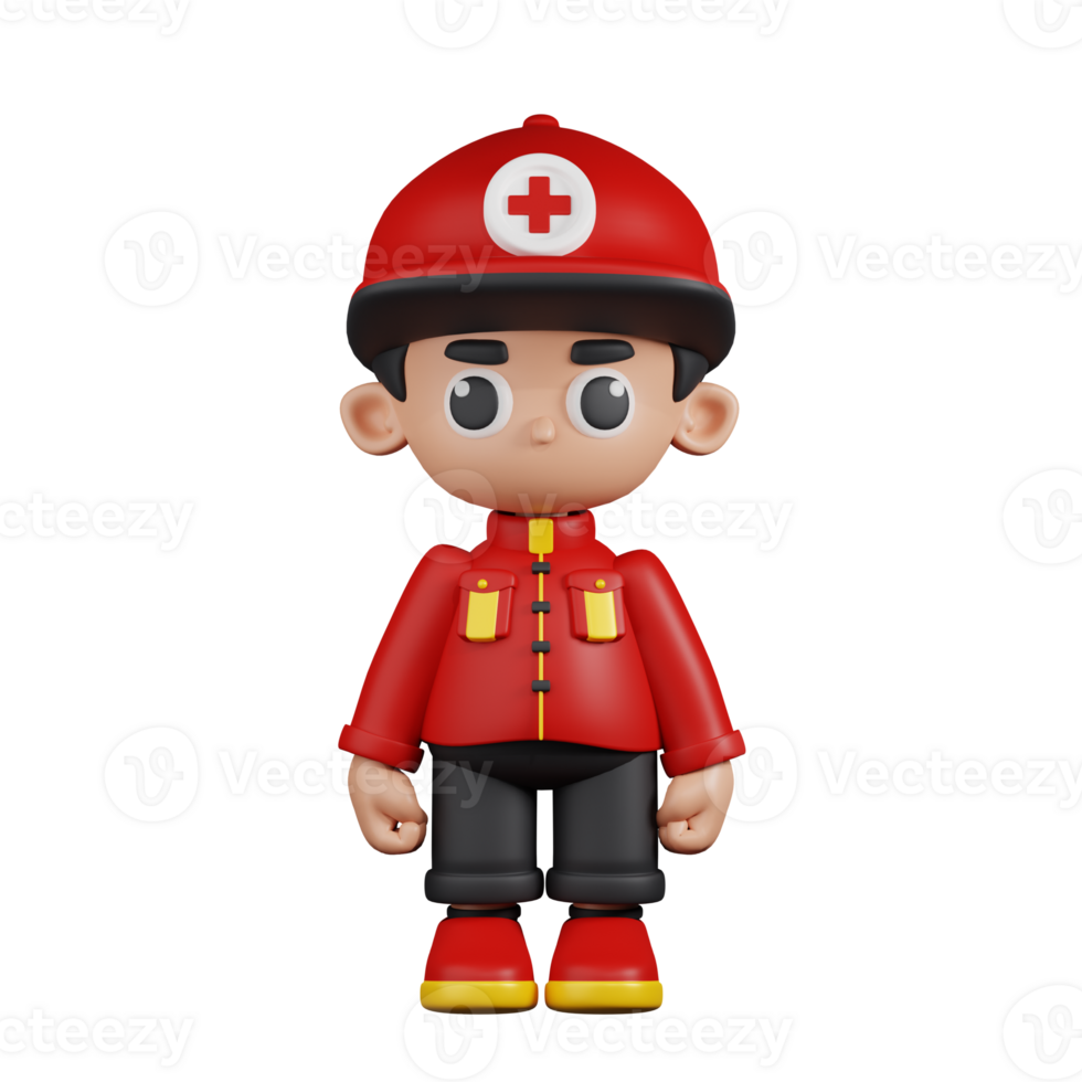 3d Character Paramedic Standing Pose. 3d render isolated on transparent backdrop. png