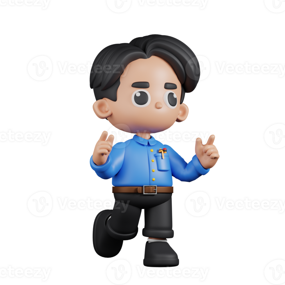 3d Character Teacher Feeling Happy Pose. 3d render isolated on transparent backdrop. png