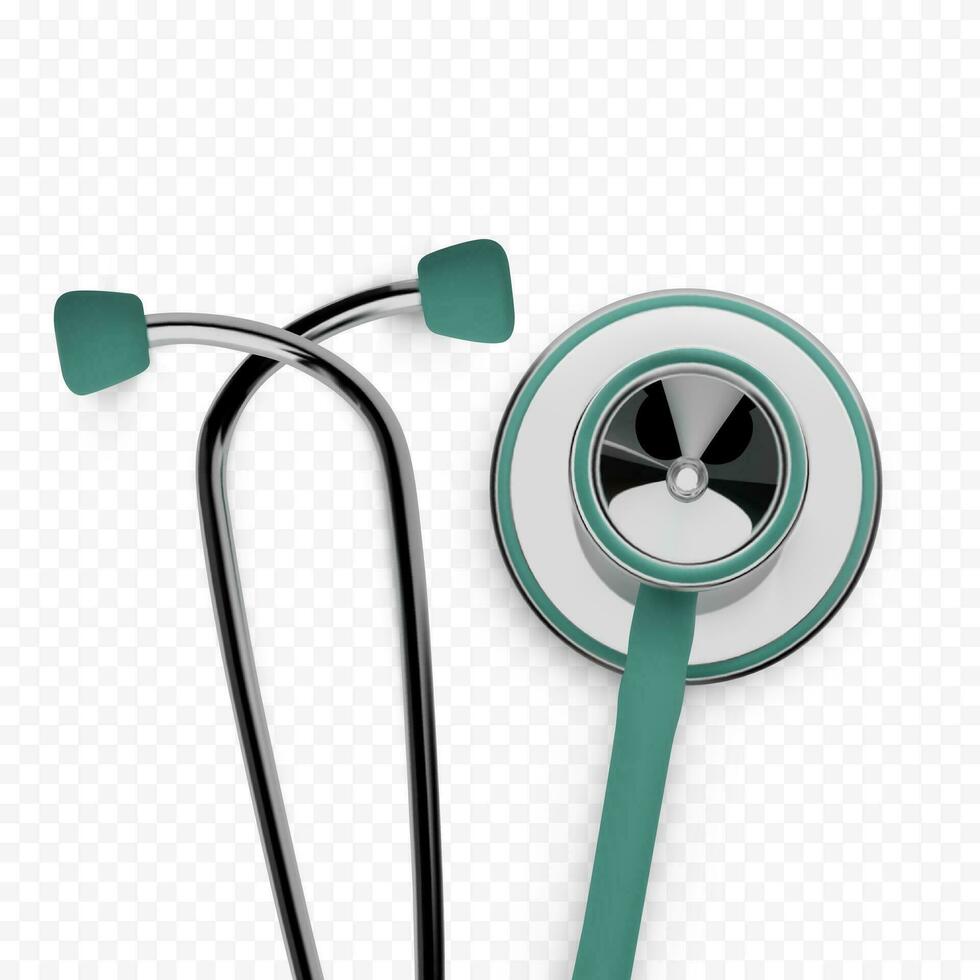 Stothoscope 3d render. Medical equipment. Health care banner concept. Diagnostics of heart and lung health. Vector