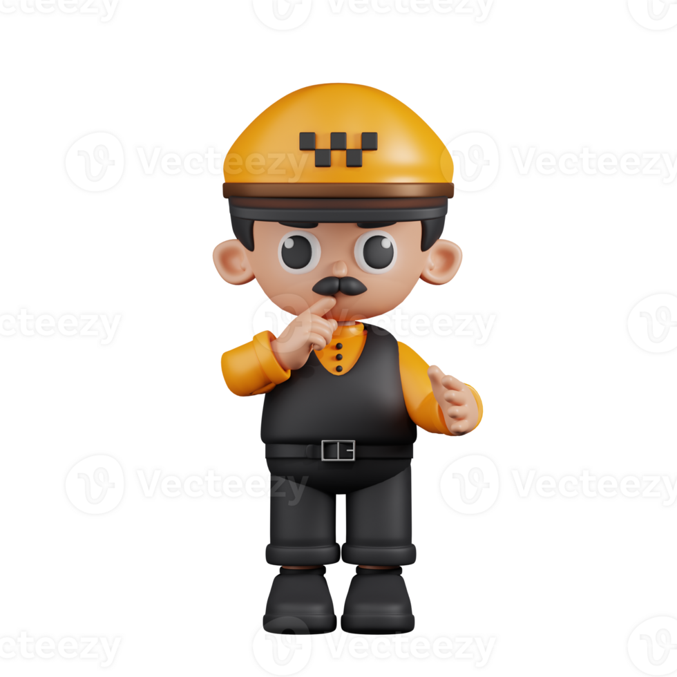 3d Character Taxi Driver Quiet Pose. 3d render isolated on transparent backdrop. png