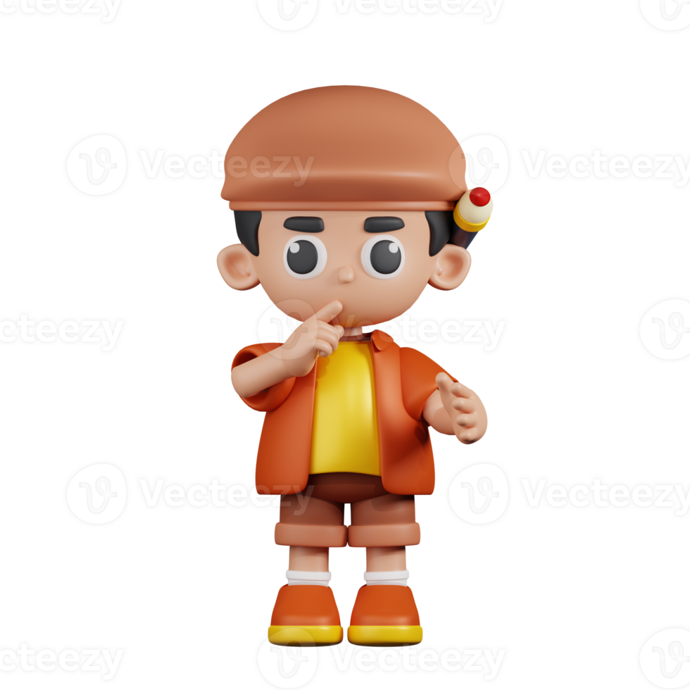 3d Character Artist Quiet Pose. 3d render isolated on transparent backdrop. png