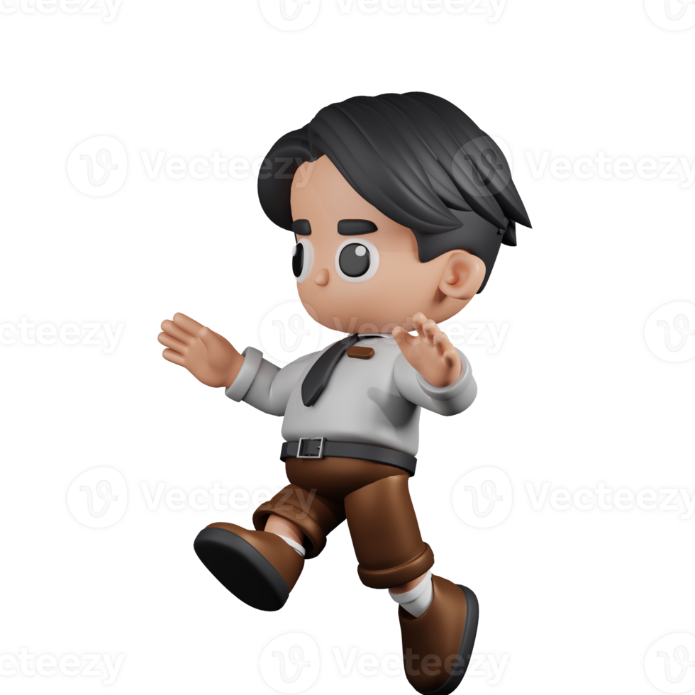 3d Character Businessman Jumping Pose. 3d render isolated on transparent backdrop. png