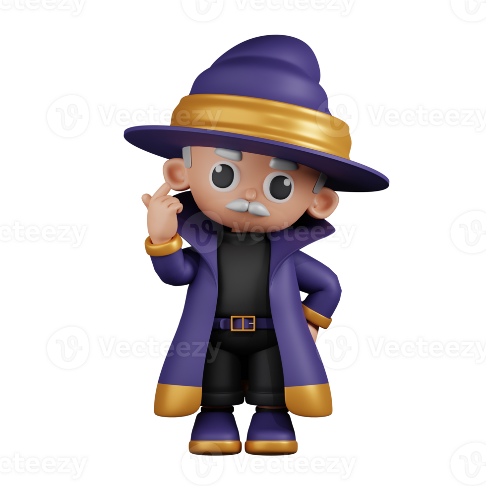 3d Character Wizard Giving Mini Love Pose. 3d render isolated on transparent backdrop. png