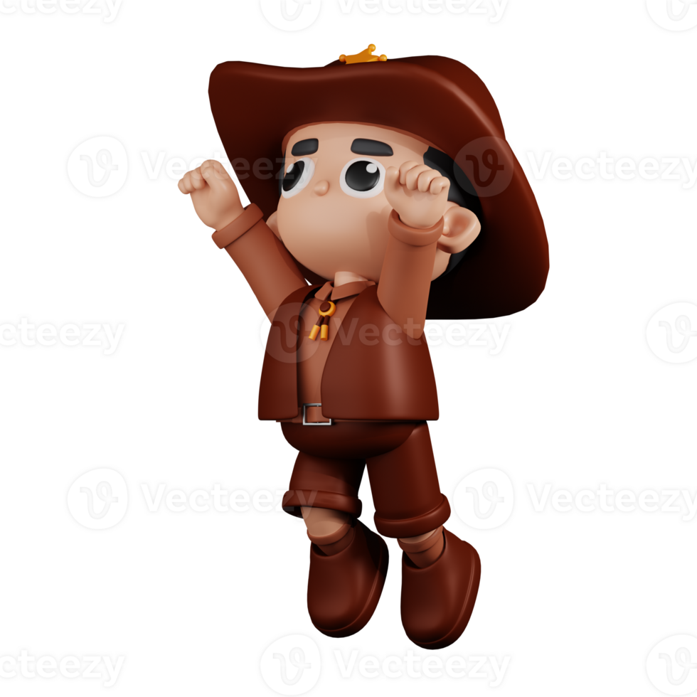 3d Character Sheriff Superhero Pose. 3d render isolated on transparent backdrop. png