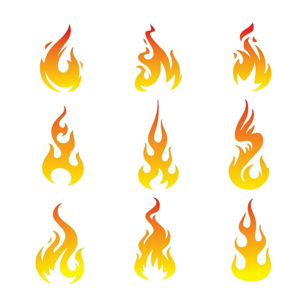 fire vector. Fire, bright fireball, hot fire and red hot campfire, campfire, campfire vector, red fire isolated vector illustration set.