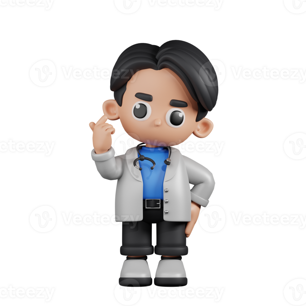 3d Character Doctor Giving Mini Love Pose. 3d render isolated on transparent backdrop. png