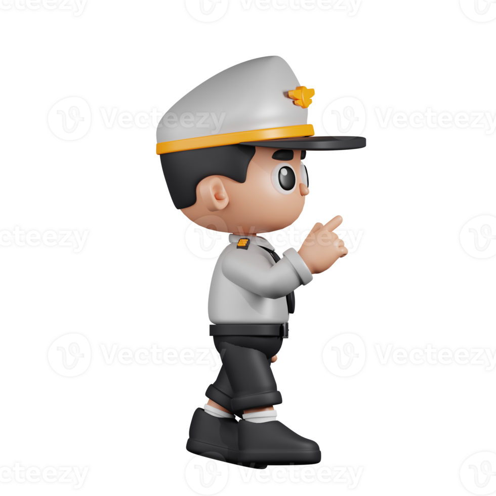 3d Character Pilot Touch Pose. 3d render isolated on transparent backdrop. png