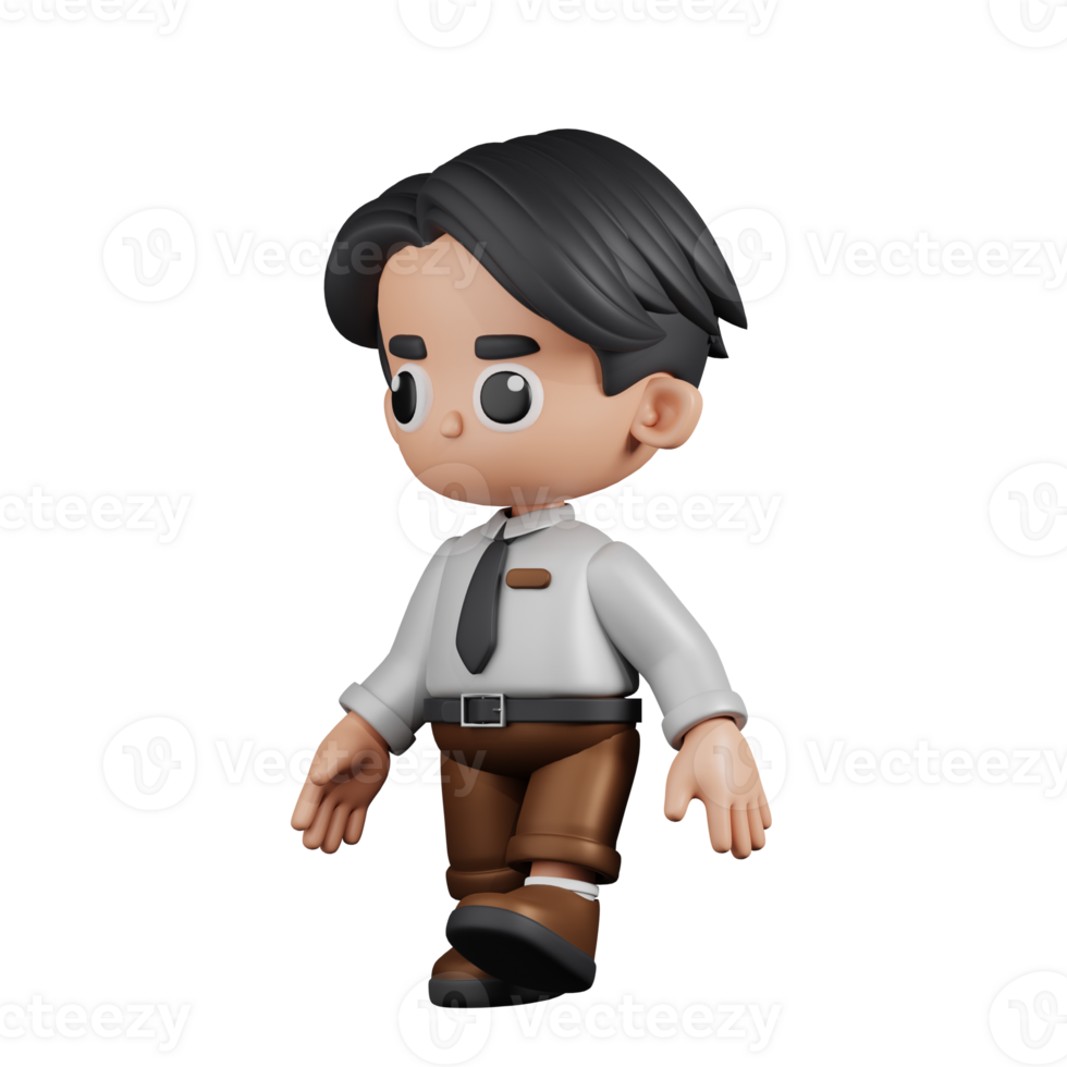 3d Character Businessman Walking Pose. 3d render isolated on transparent backdrop. png