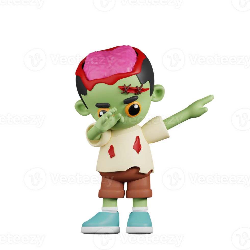 3d Character Zombie Showing DAB Pose. 3d render isolated on transparent backdrop. png