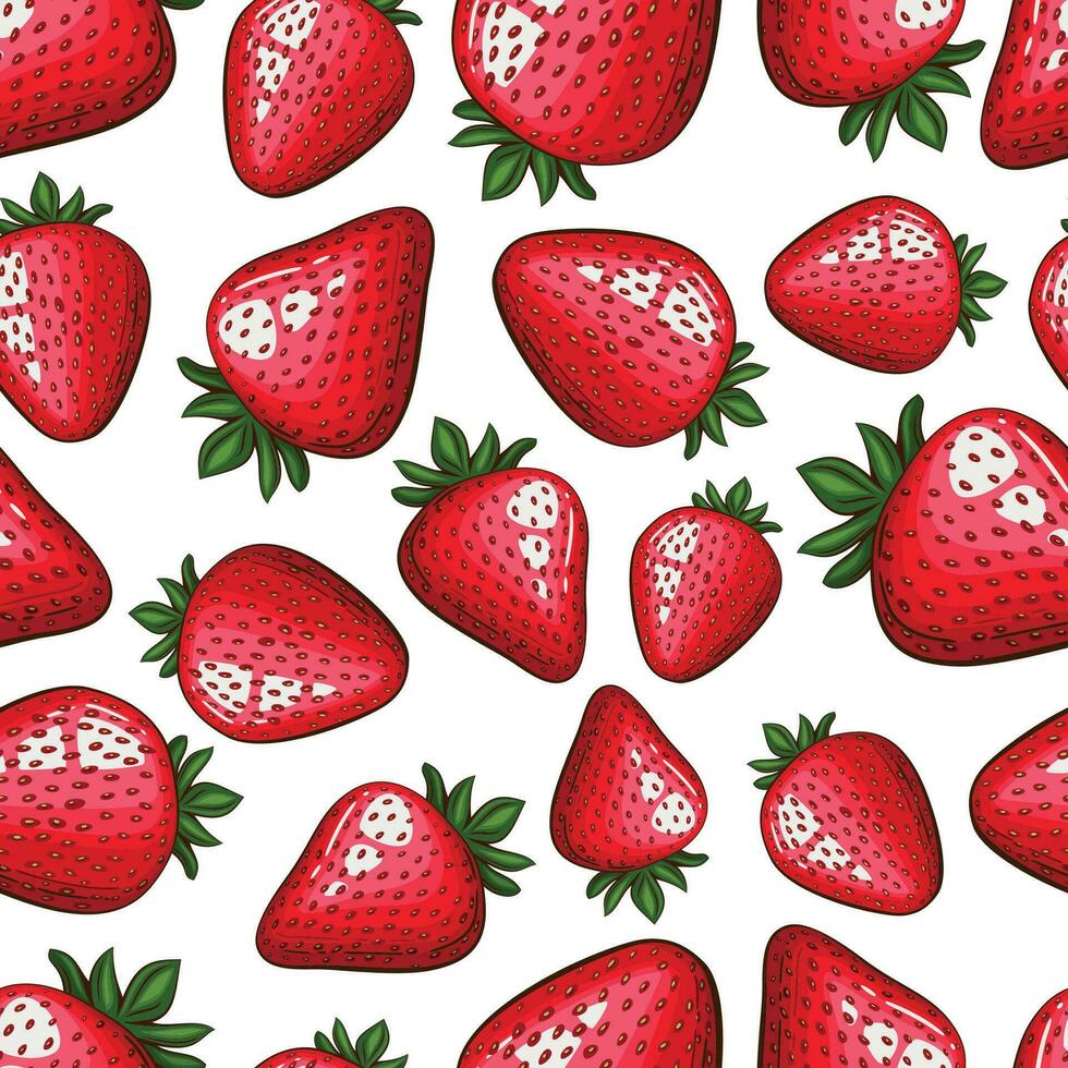 Colorful Seamless Pattern with fresh fruits.  Seamless pattern with strawberry. Food Pattern Background. Mixed fruits Pattern. Kitchen vibrant design. Colorful vector illustration