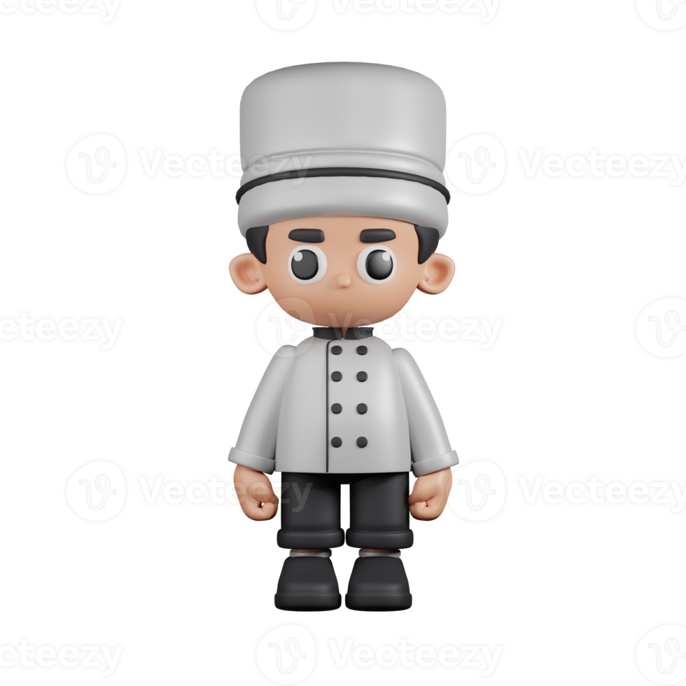 3d Character Chef Standing Pose. 3d render isolated on transparent backdrop. png