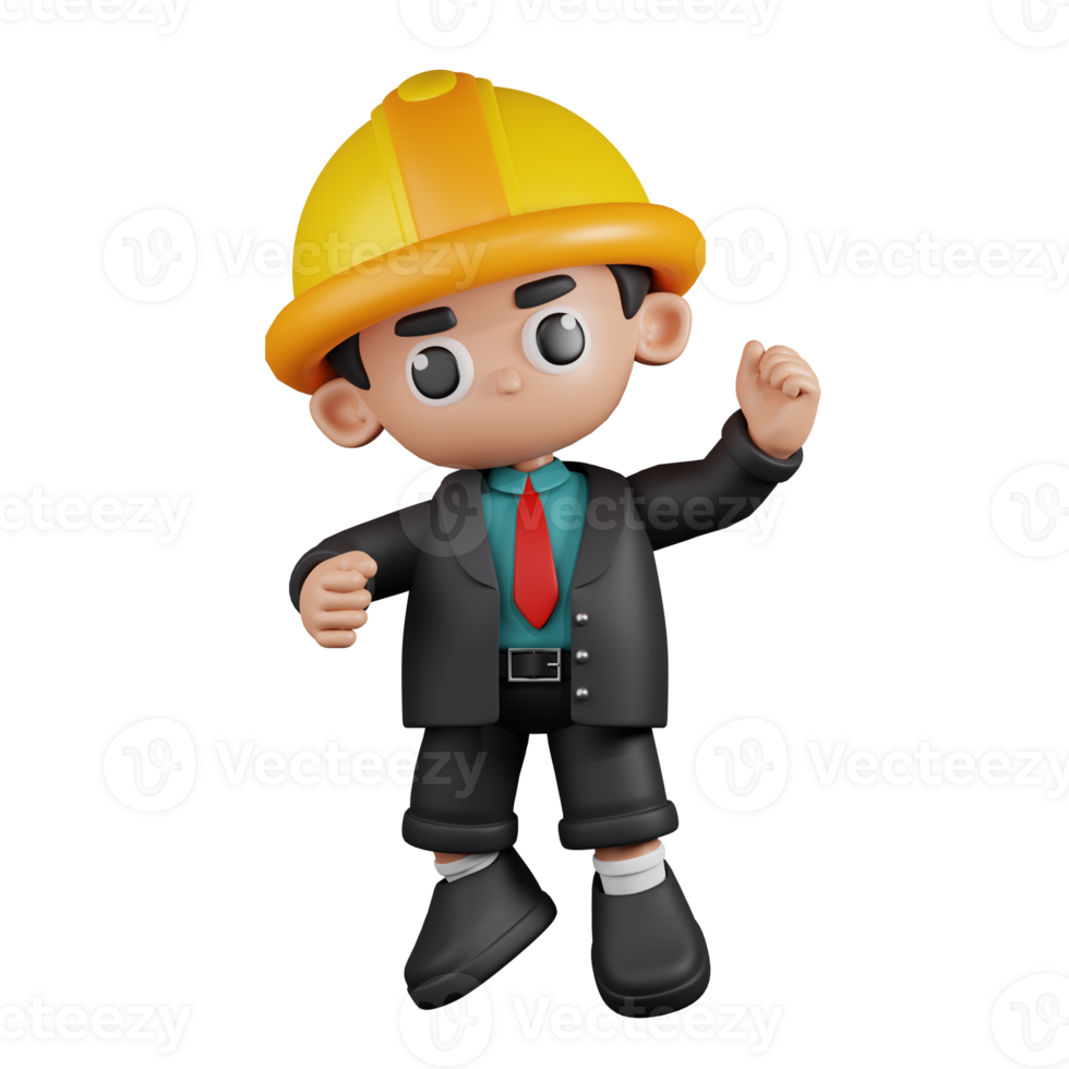3d Character Engineer Congrats Pose. 3d render isolated on transparent backdrop. png