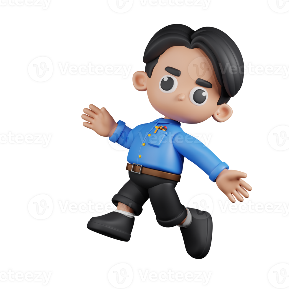3d Character Teacher Happy Jumping Pose. 3d render isolated on transparent backdrop. png