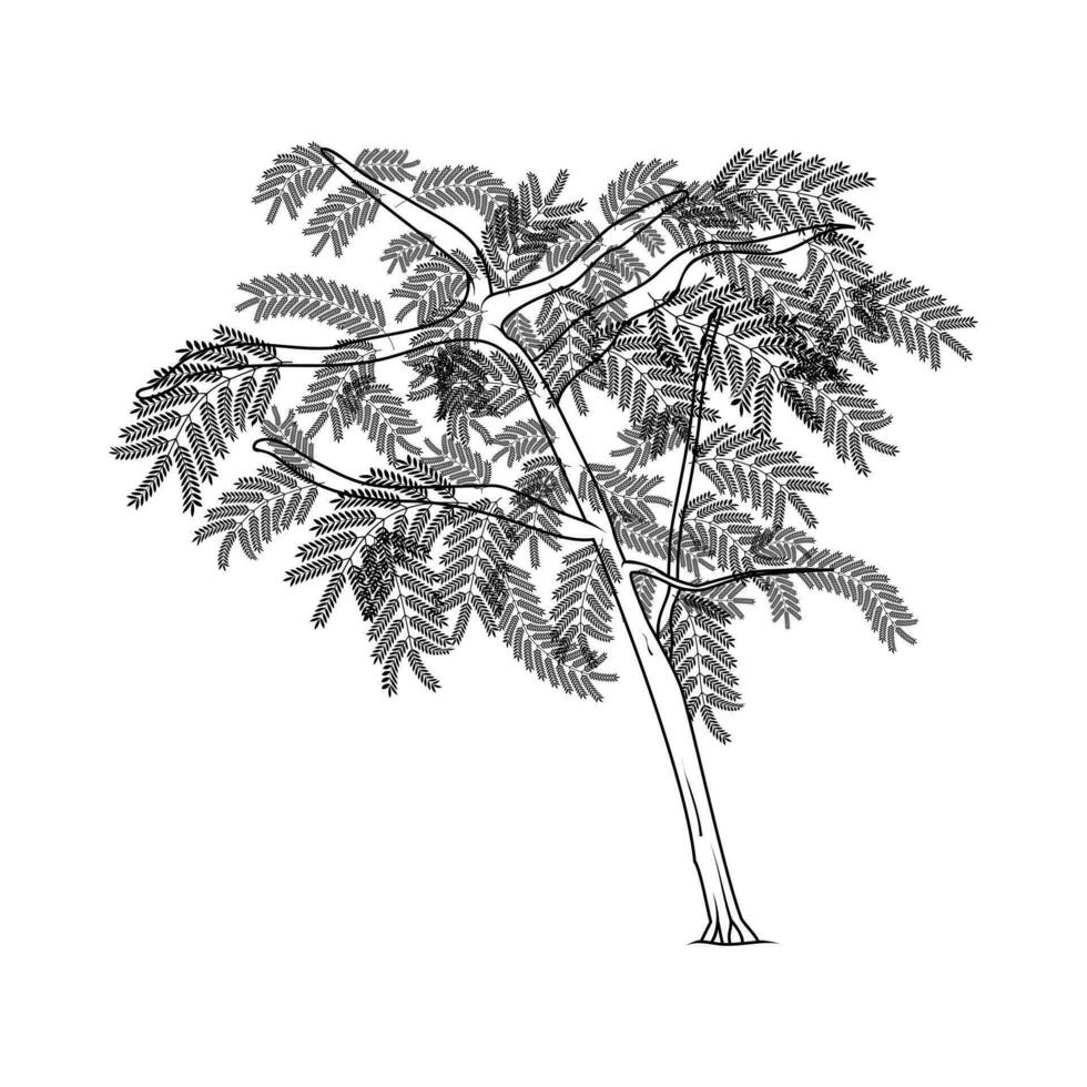 grande árbol negro vector ilustración icono, árbol con ramas y hoja