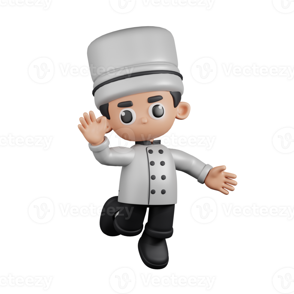 3d Character Chef Happy Pose. 3d render isolated on transparent backdrop. png