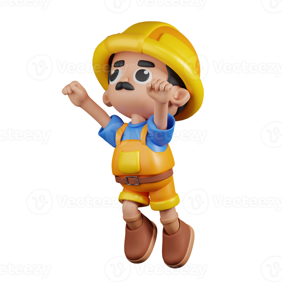 3d Character Builder Superhero Pose. 3d render isolated on transparent backdrop. png