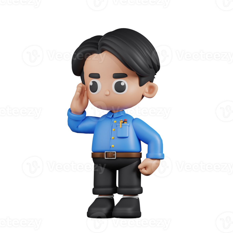 3d Character Teacher Giving Salute Pose. 3d render isolated on transparent backdrop. png