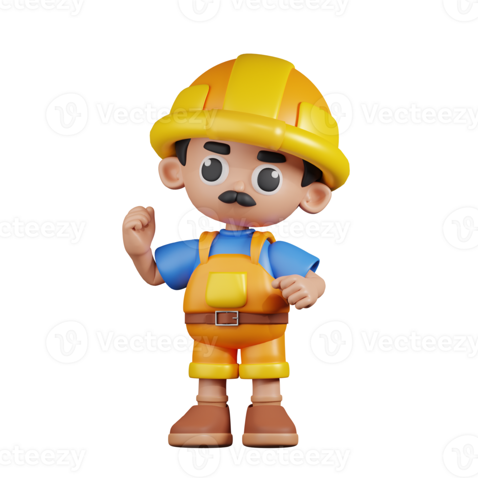 3d Character Builder Congratulation Pose. 3d render isolated on transparent backdrop. png