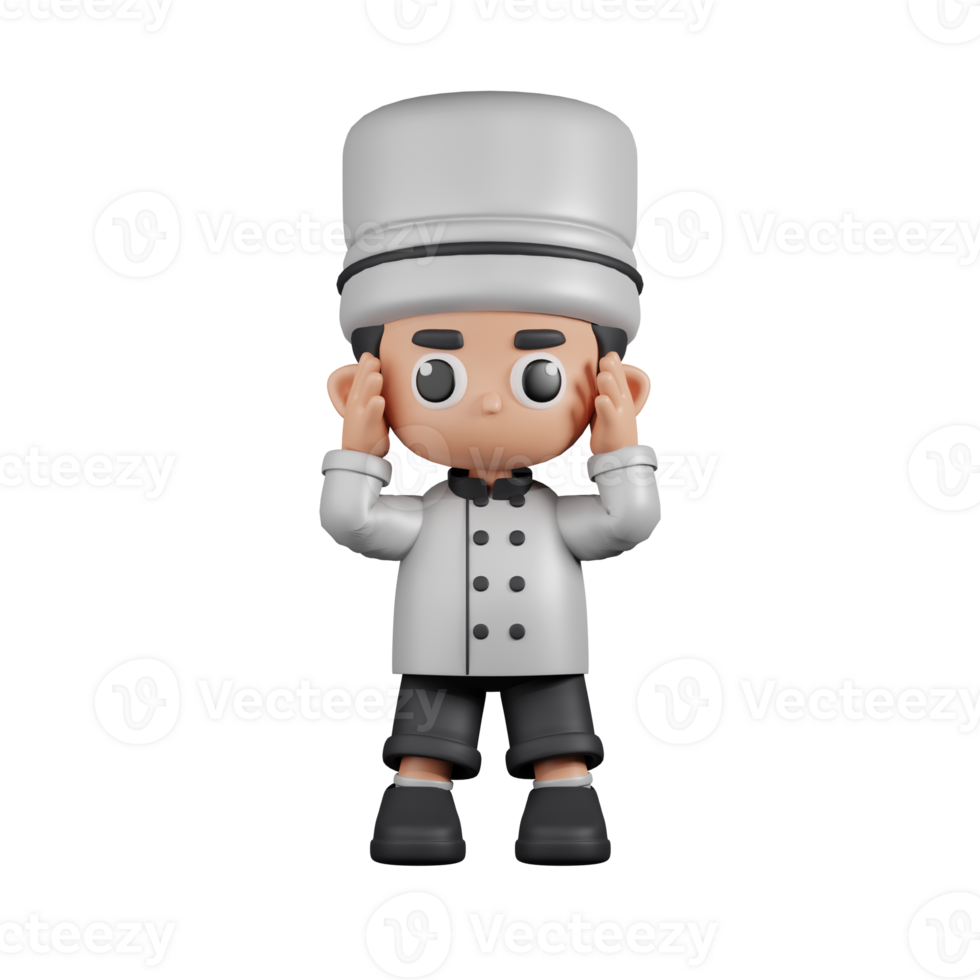 3d Character Chef Dizzy Pose. 3d render isolated on transparent backdrop. png