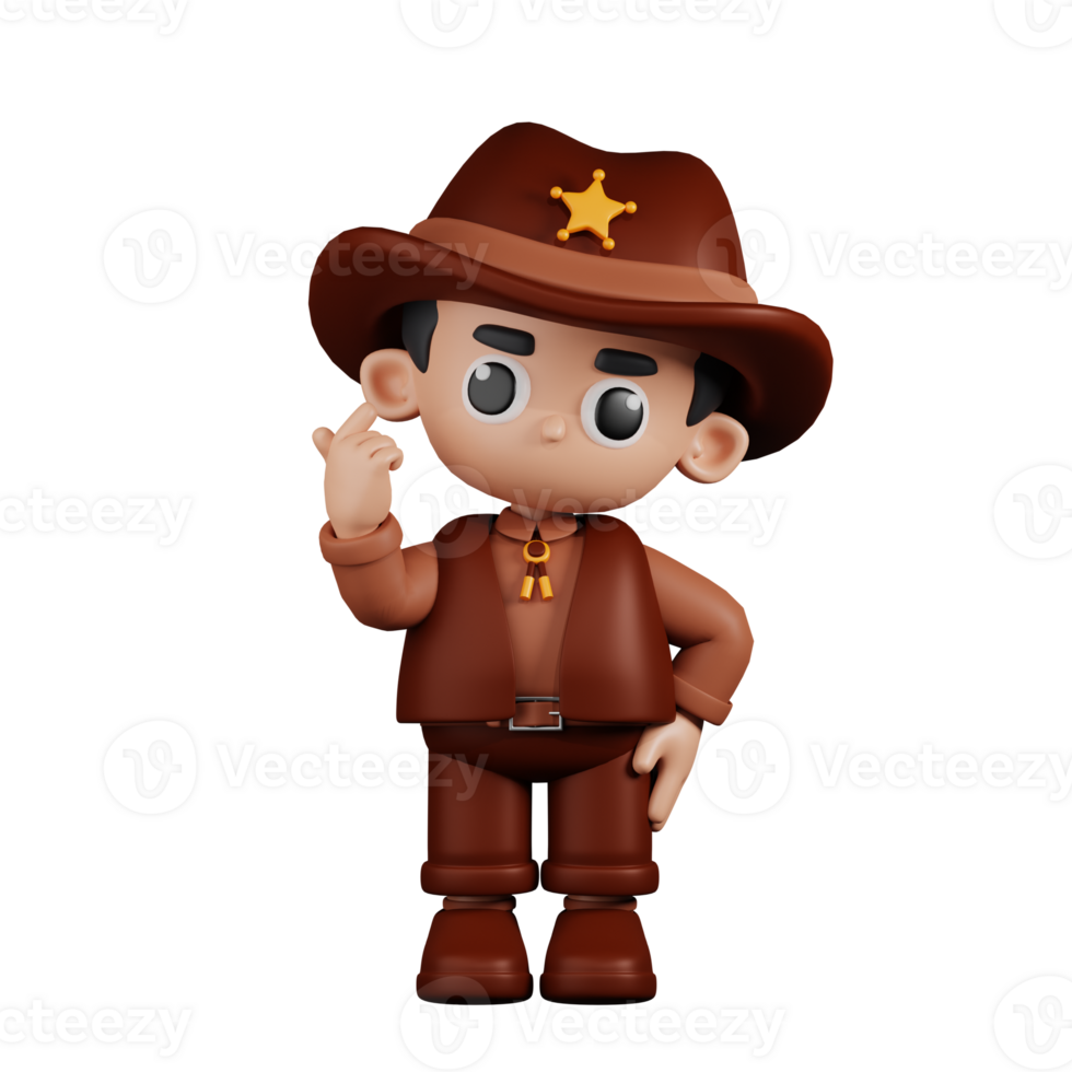 3d Character Sheriff Giving Mini Love Pose. 3d render isolated on transparent backdrop. png