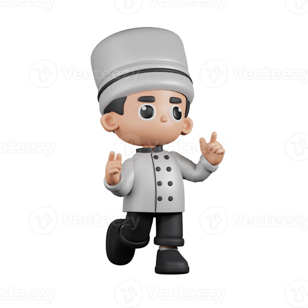 3d Character Chef Feeling Happy Pose. 3d render isolated on transparent backdrop. png