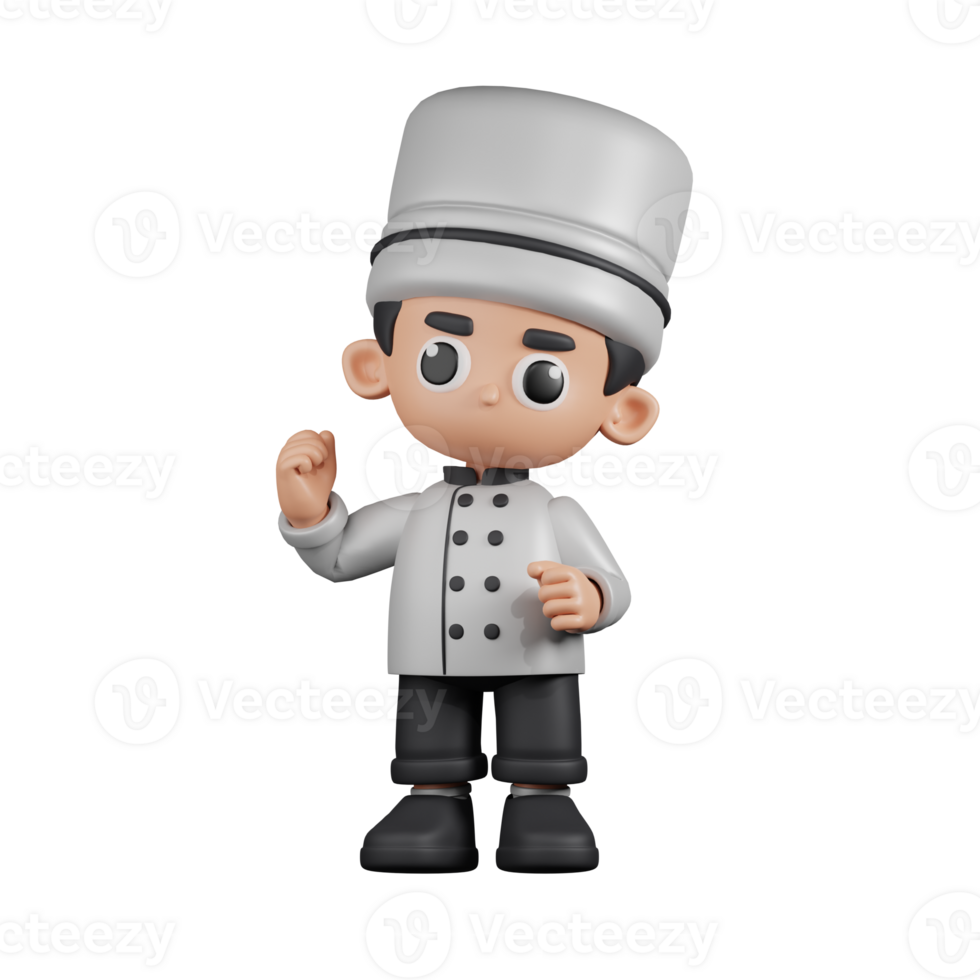 3d Character Chef Congratulation Pose. 3d render isolated on transparent backdrop. png
