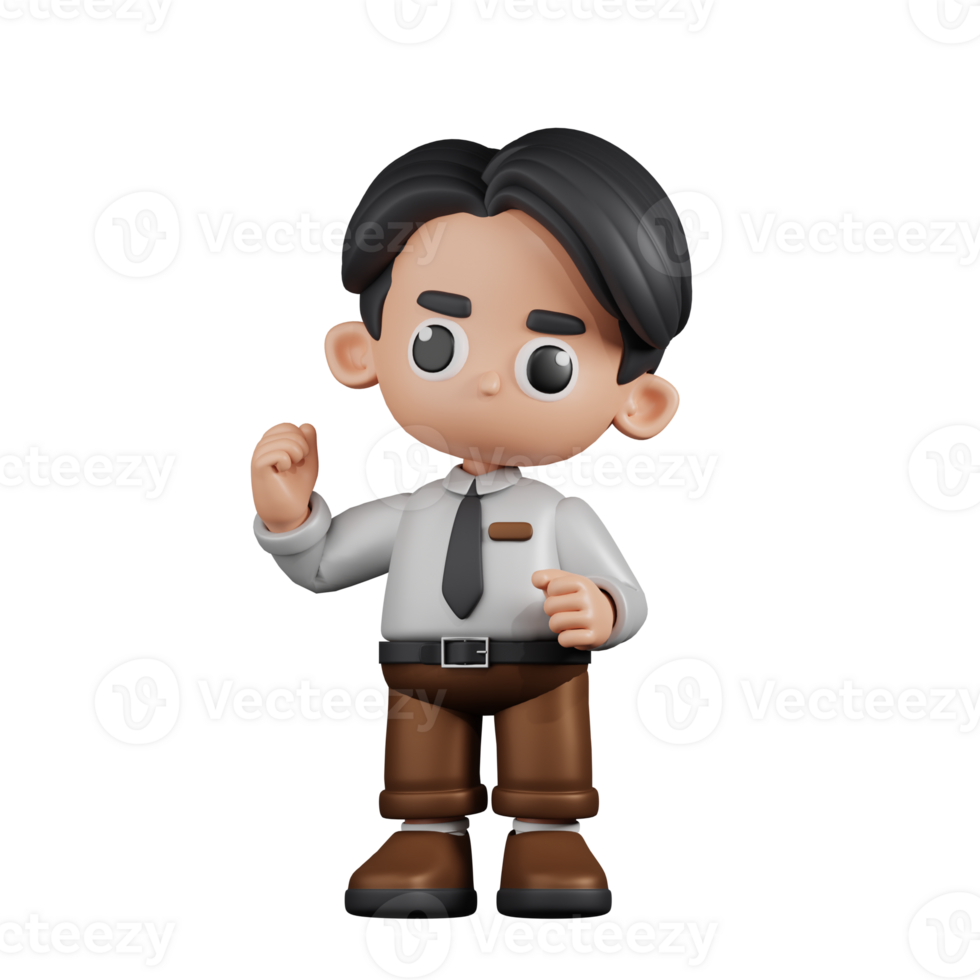 3d Character Businessman Congratulation Pose. 3d render isolated on transparent backdrop. png