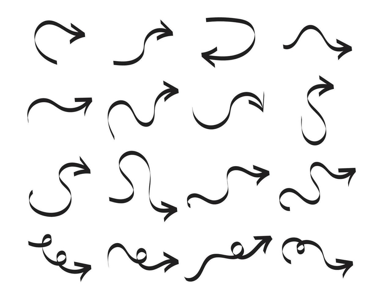 Hand drawn arrow set isolated vector illustration.