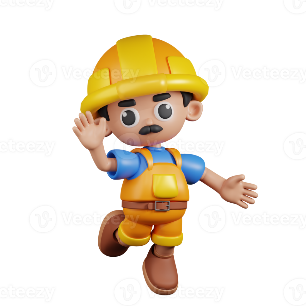 3d Character Builder Happy Pose. 3d render isolated on transparent backdrop. png