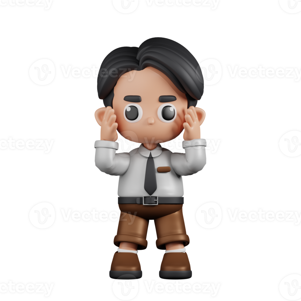 3d Character Businessman Dizzy Pose. 3d render isolated on transparent backdrop. png