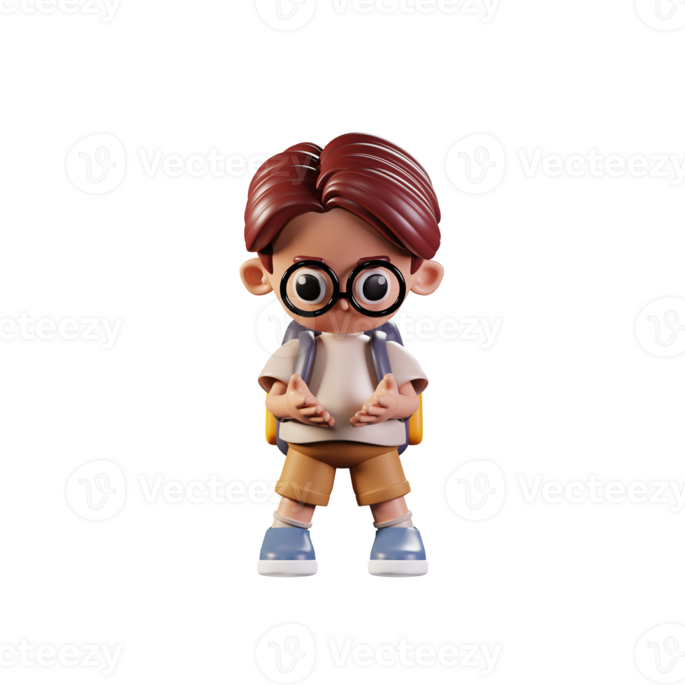 3d Character Student Holding Something Pose. 3d render isolated on transparent backdrop. png