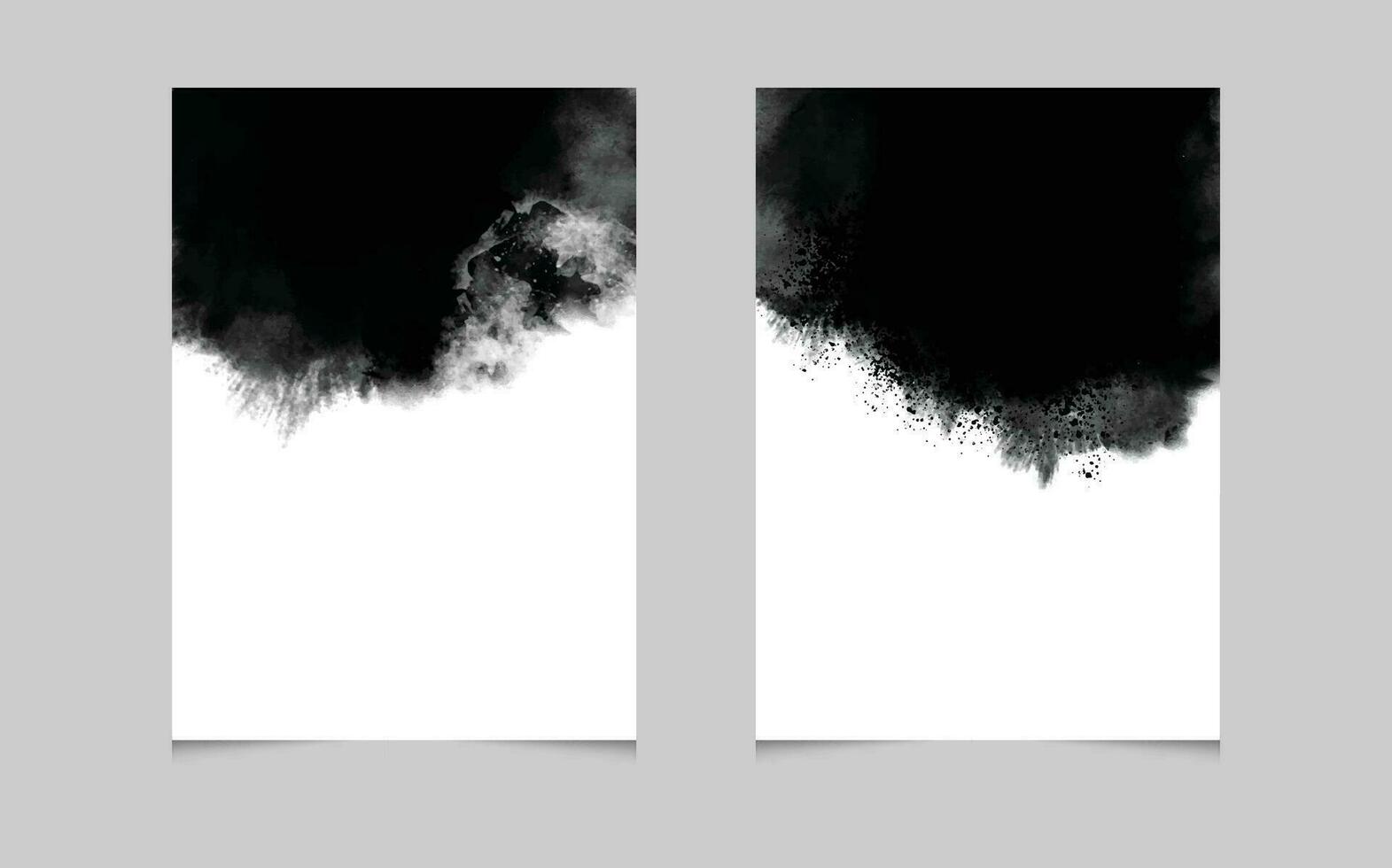 Black ink brush stroke set on white background. Japanese style. Vector illustration of grunge circle stains