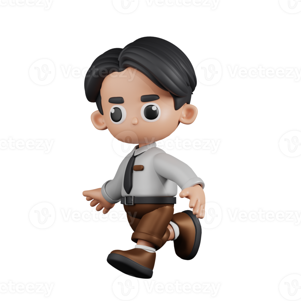 3d Character Businessman Running Pose. 3d render isolated on transparent backdrop. png