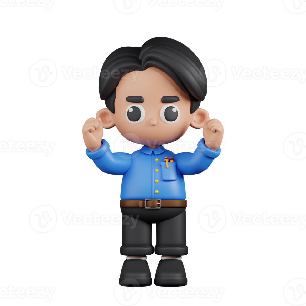 3d Character Teacher Excited Pose. 3d render isolated on transparent backdrop. png