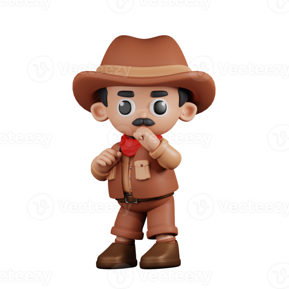 3d Character Cowboy Ready To Fight Pose. 3d render isolated on transparent backdrop. png