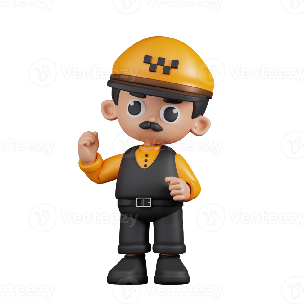 3d Character Taxi Driver Congratulation Pose. 3d render isolated on transparent backdrop. png