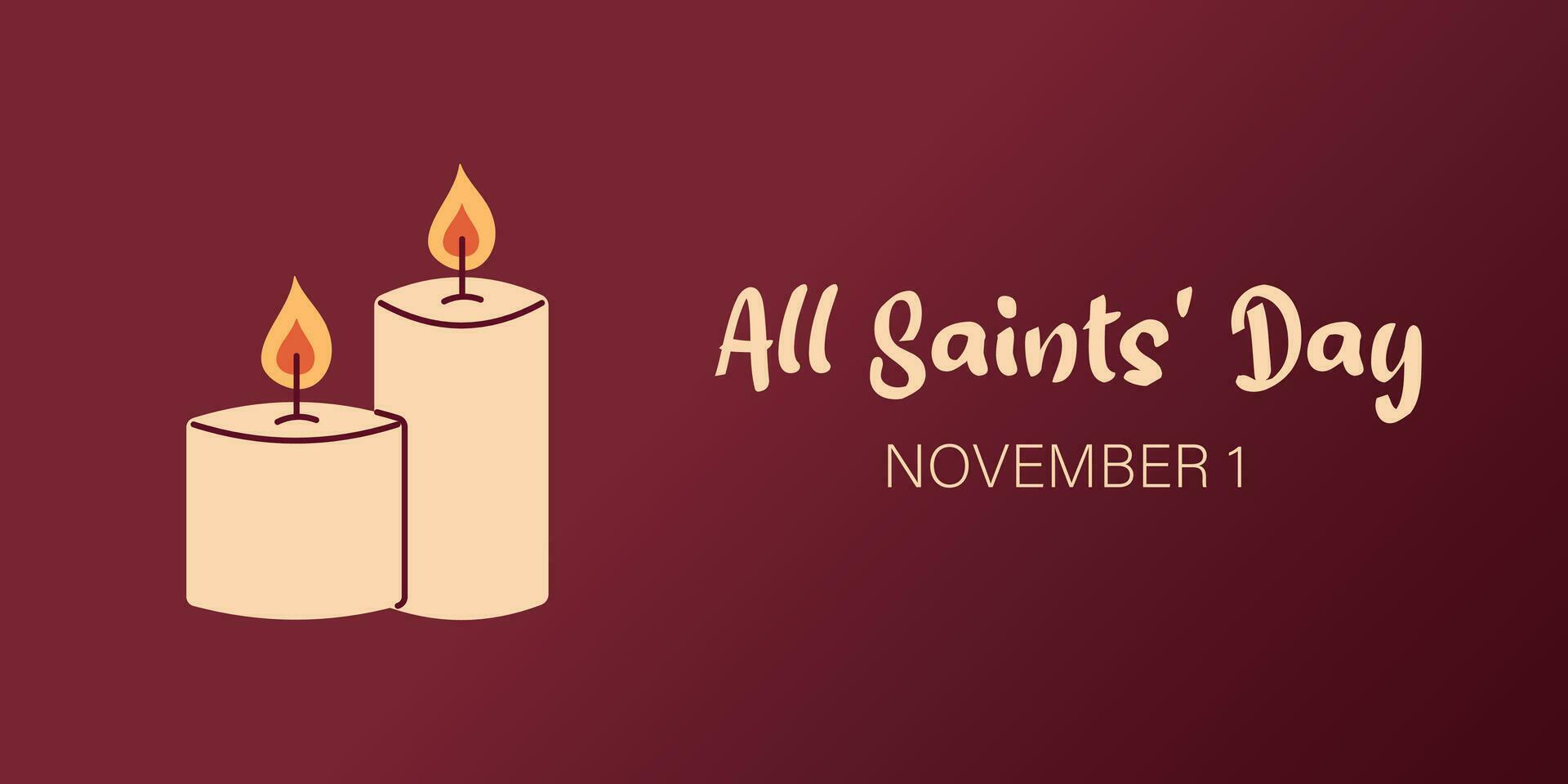 Vector All Saints Day banner. Illustration with candles for greeting