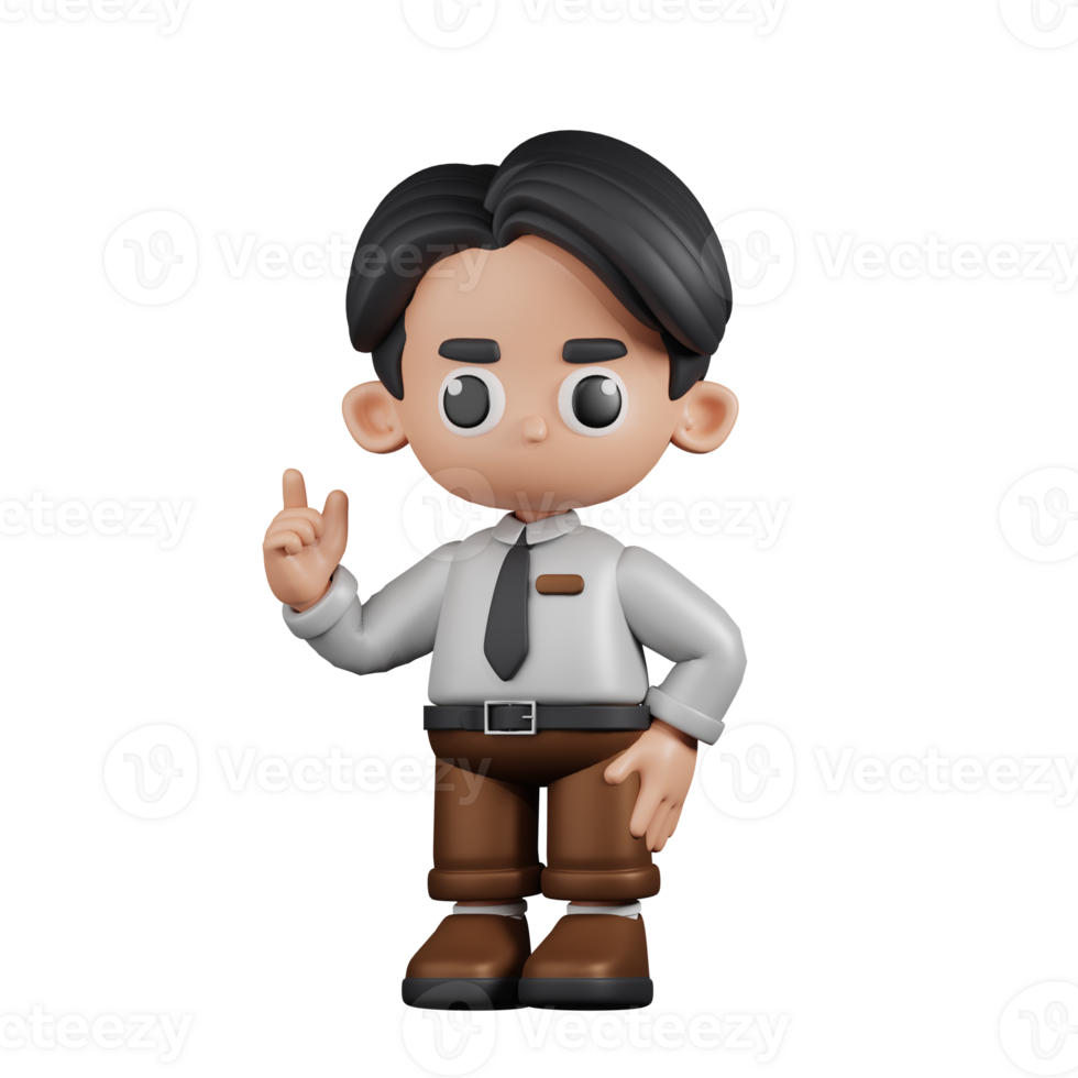 3d Character Businessman Giving Advise Pose. 3d render isolated on transparent backdrop. png