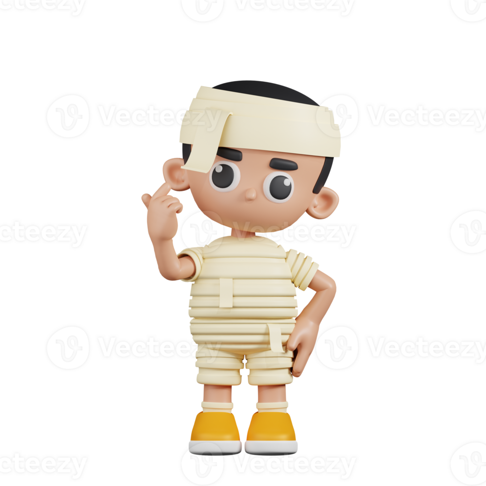 3d Character Mummy Giving Mini Love Pose. 3d render isolated on transparent backdrop. png