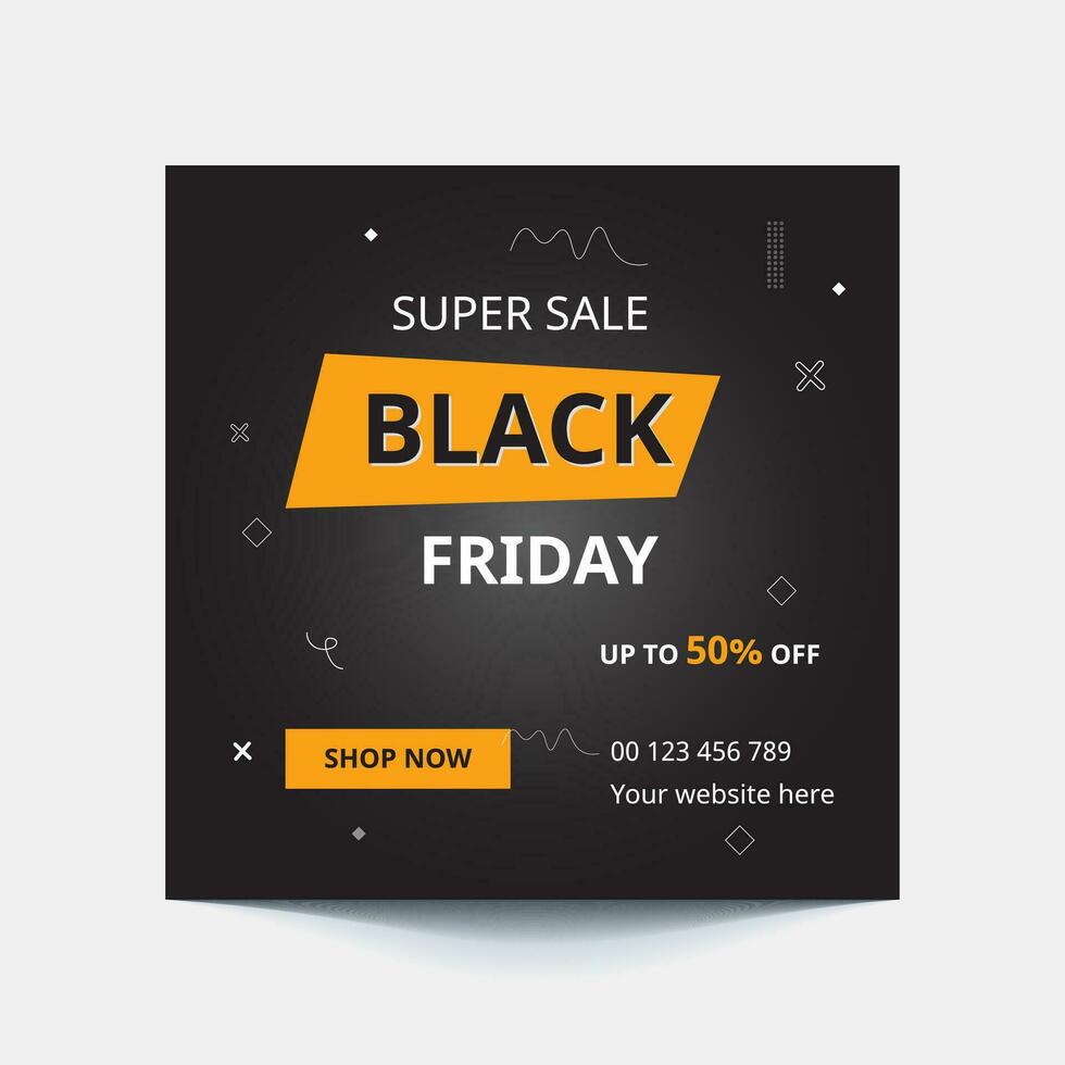 Modern black friday sale banner for social media post template, good for your promotion vector
