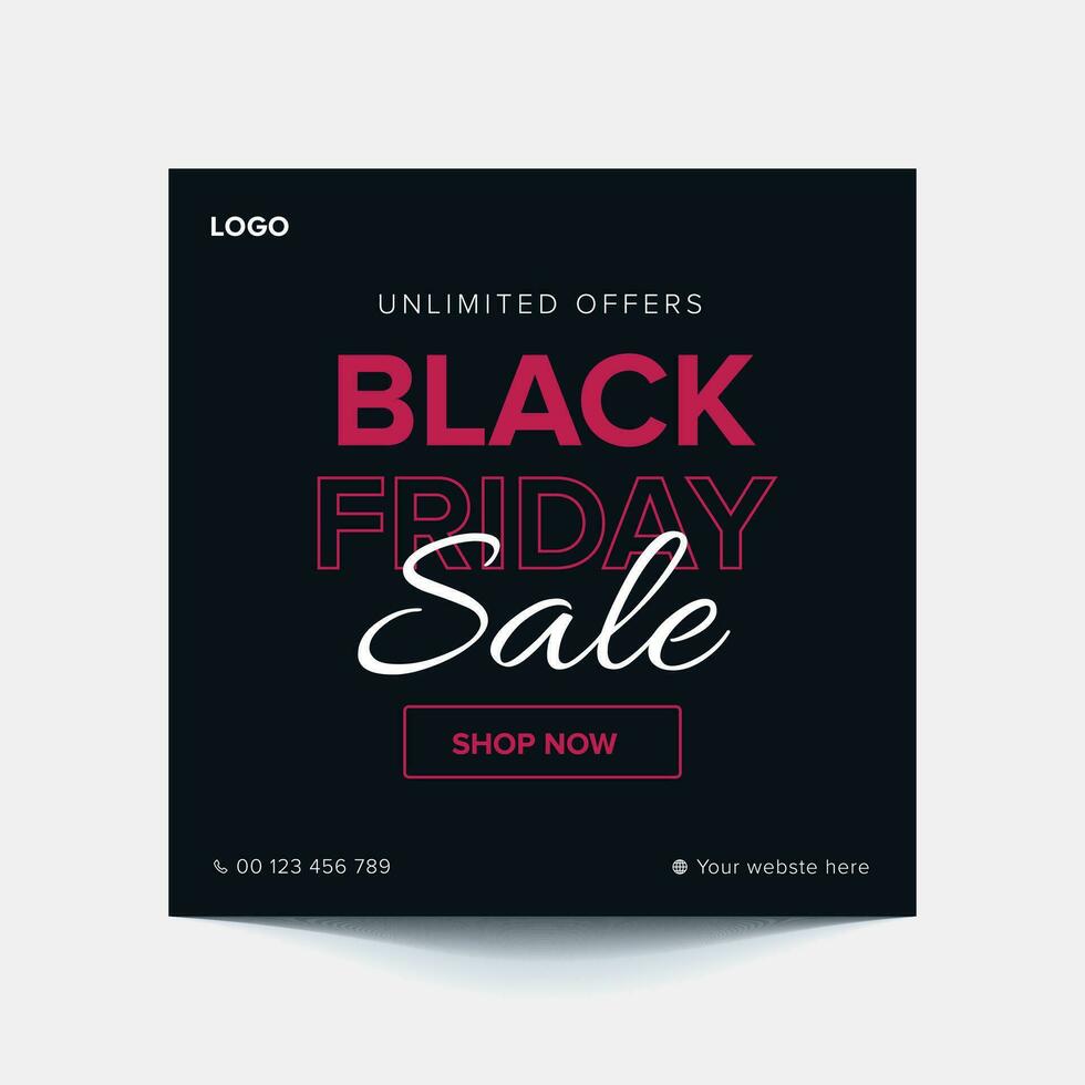 Modern black friday sale banner for social media post template, good for your promotion vector