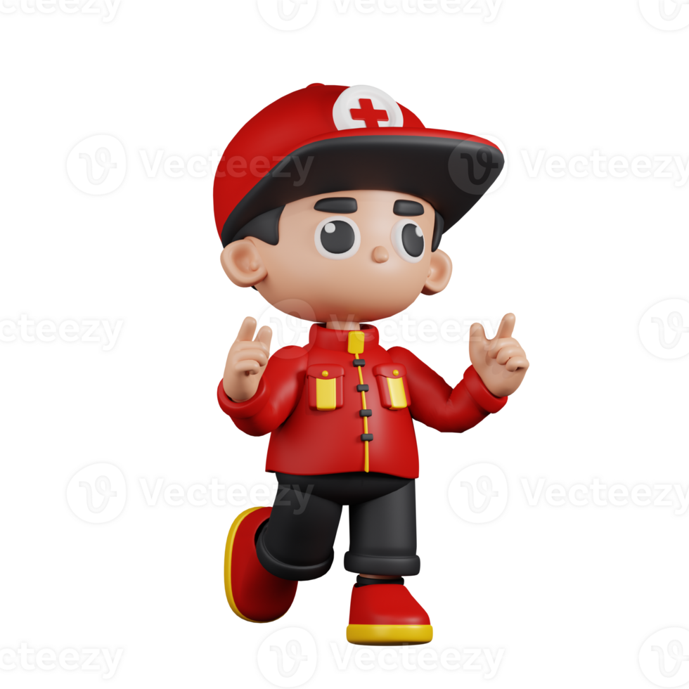 3d Character Paramedic Feeling Happy Pose. 3d render isolated on transparent backdrop. png