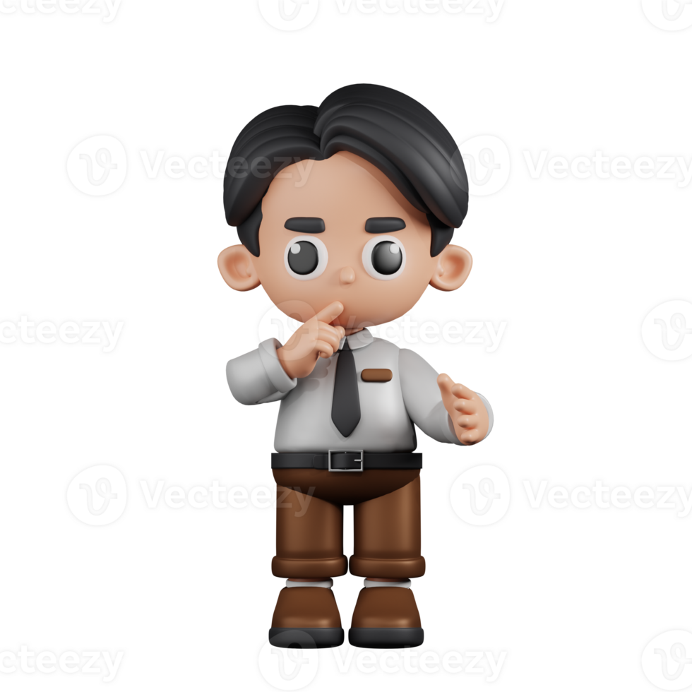 3d Character Businessman Quiet Pose. 3d render isolated on transparent backdrop. png