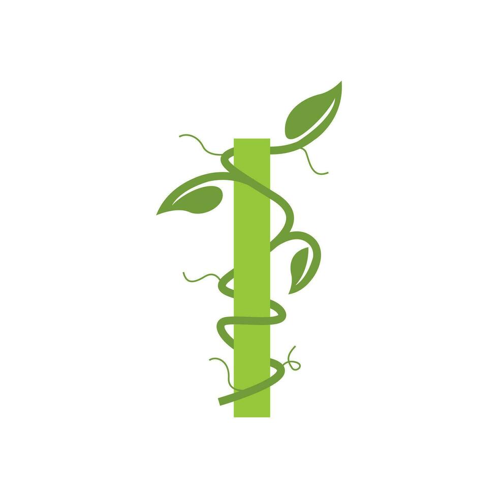 Initial letter I with green circle leaf vector logo.