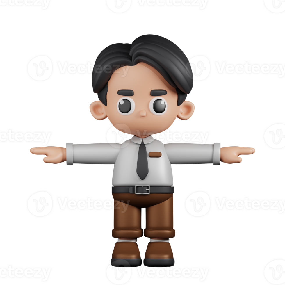 3d Character Businessman T Pose. 3d render isolated on transparent backdrop. png